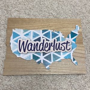NWT Wanderlust Wooden USA Map Wall Decor Hanging Sign